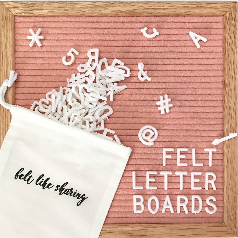 Felt Like Sharing Square Letter Board (Coral Felt - 10â€x10â€) â€“ Changeable Message Board with 3 Sets of Felt Board Letters for Home, Office, & Aesthetic Room Decor â€“ Wall Letterboard Signs In Oak Frame - Image 1